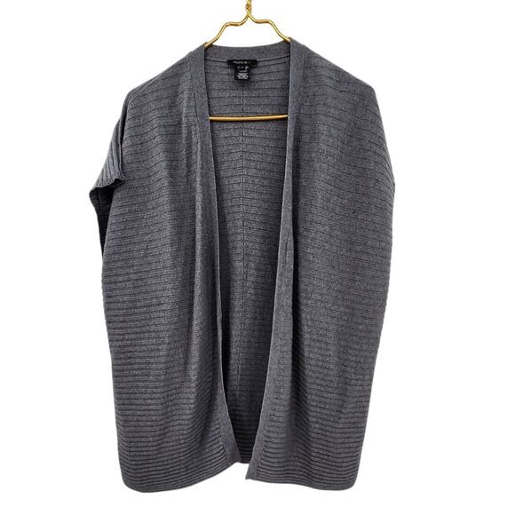 Lafayette 148 New York Sweaters - LAFAYETTE 148‎ Wool Cashmere Blend Shrug Ribbed Grey Medium Large